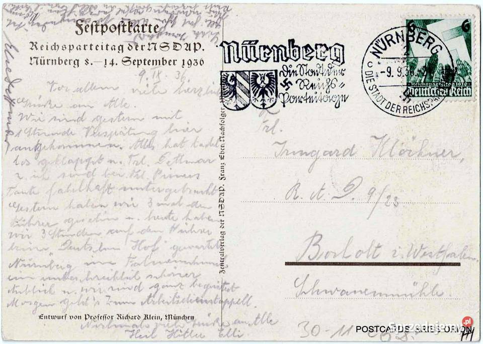III Rzesza Niemcy Orzeł 1936 r Pocztówki i karty telefoniczne Pocztówki i karty telefoniczne Wrocław sprzedam