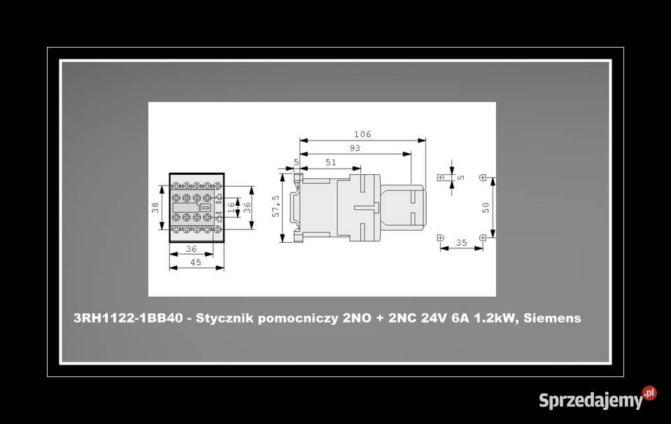 stycznik 3RH11221BB40 Stycznik pomocniczy 2NO Dąbrowa Górnicza