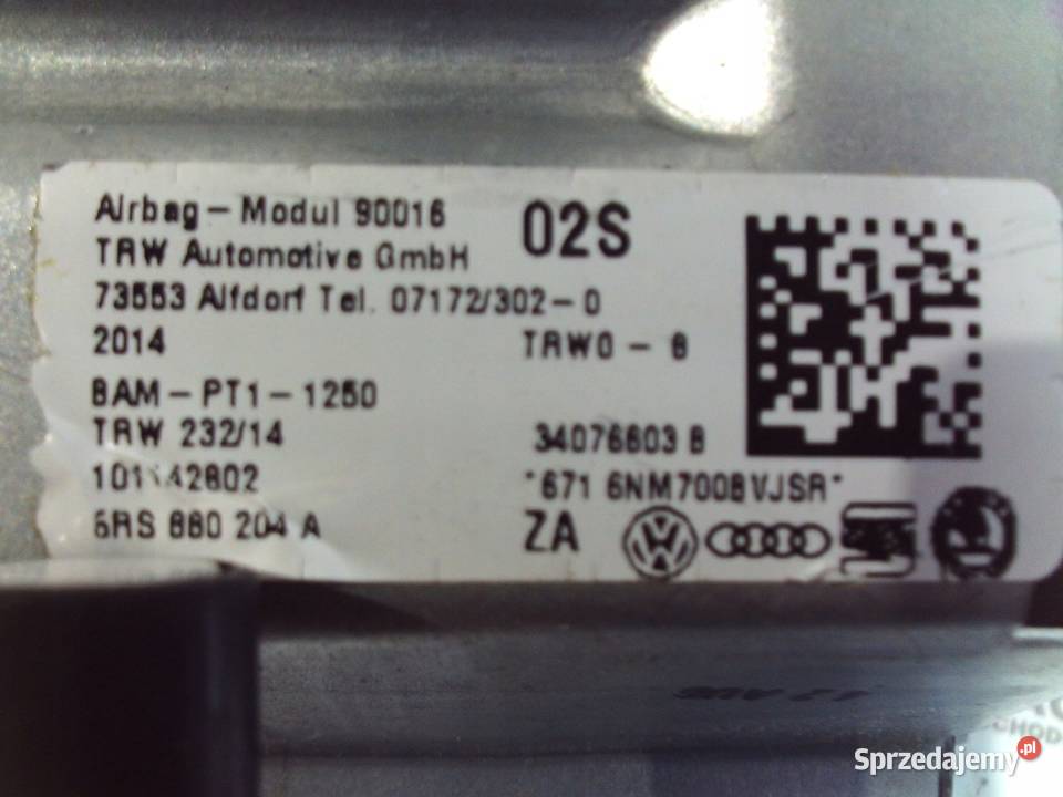 VW POLO V LIFT 15r AIRBAG poduszka pasażera Poduszki powietrzne Kielce