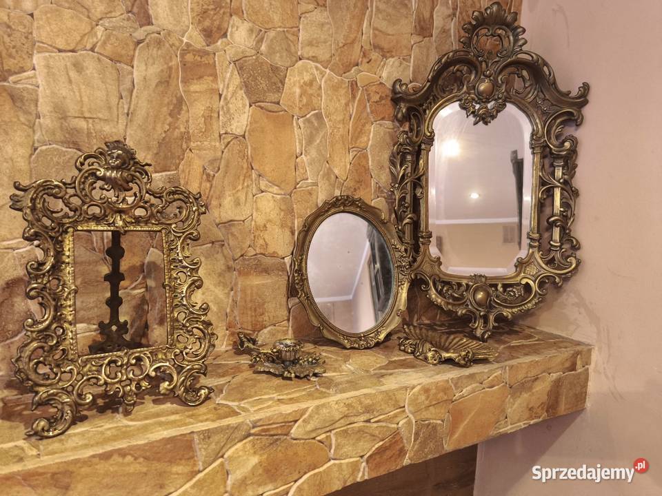 Zestaw z mosiądzu lustro popielnica świecznik i Kielce sprzedam