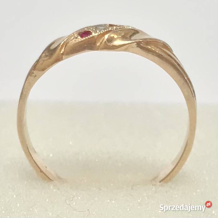 Złoty pierścionek 14K 585 z ametystami i złoto Warszawa