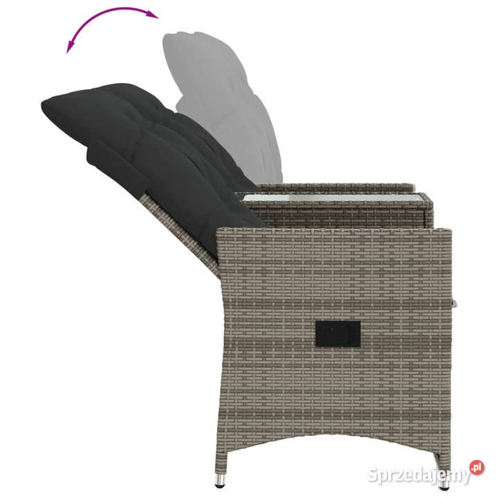 Rozkładana sofa ogrodowa 2 os ze stolikiem szara Warszawa
