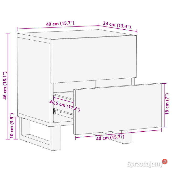 Szafka nocna 40x34x46 lite drewno mango WM377430 Nocne mazowieckie Warszawa