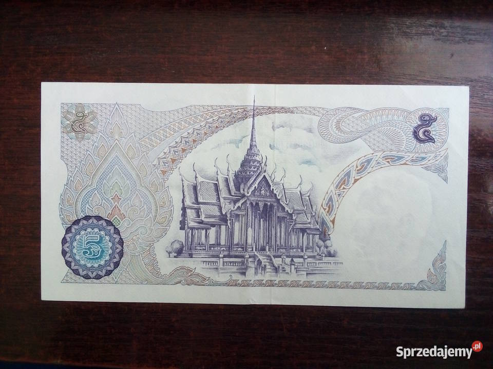 Banknot 5 bacht Tajlandia Numizmatyka