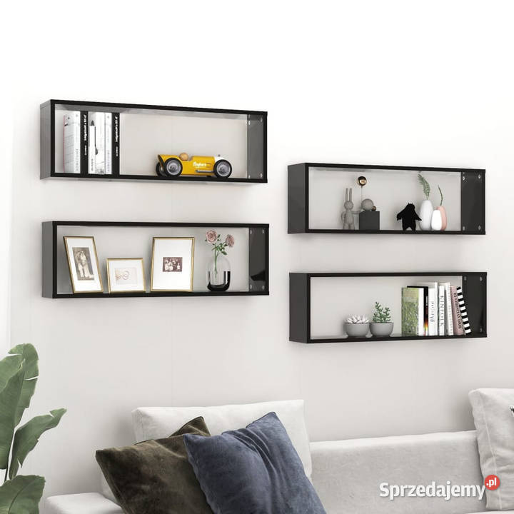 Półki ścienne kostki 4 czarne 80x15x265 WM807110 Warszawa