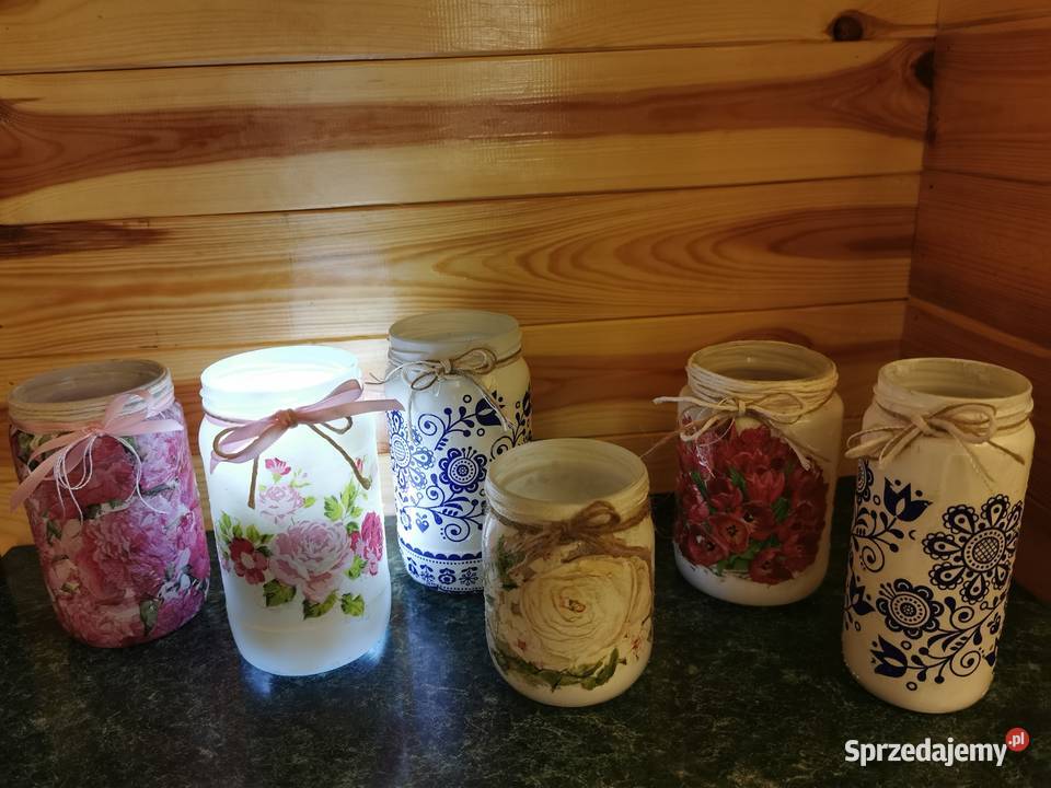 Zdobione słoiki decoupage lampiony na świece Ruda Śląska