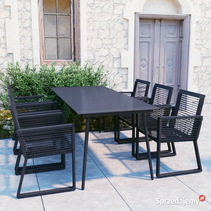 7cz zestaw mebli ogrodowych rattan PVC czarny sprzedam