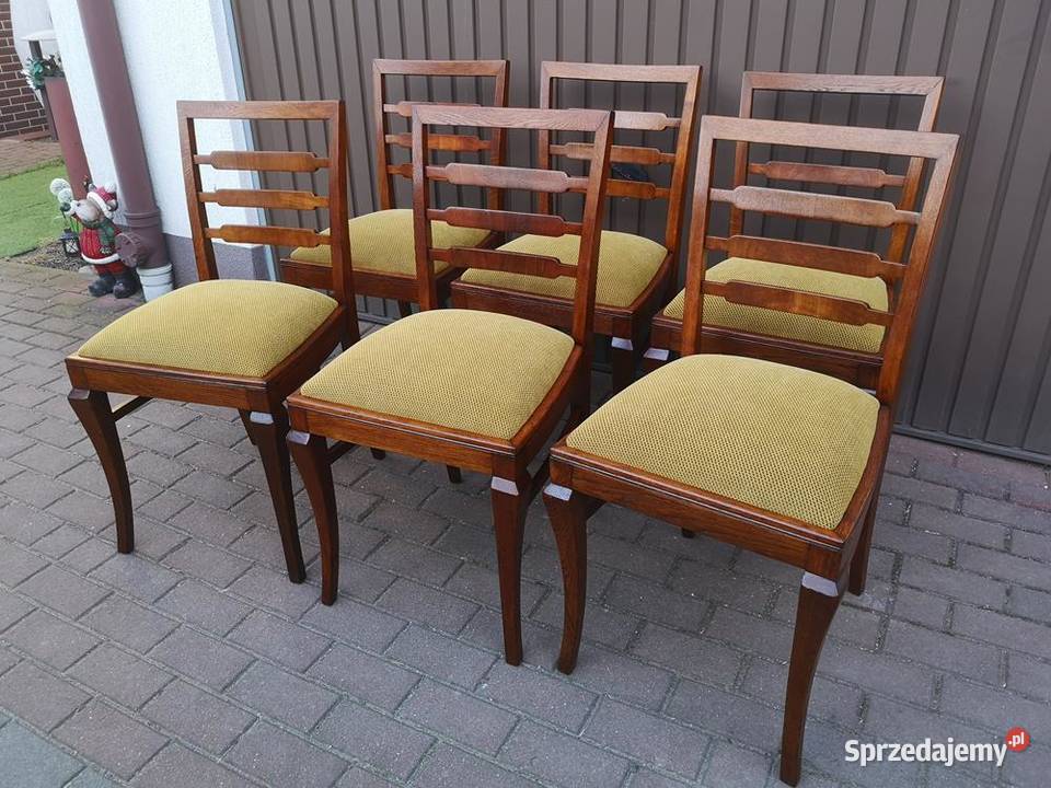 Krzesła ARTDECO 6 Sztuk Lata 2030 Stare Antyk wielkopolskie Swarzędz