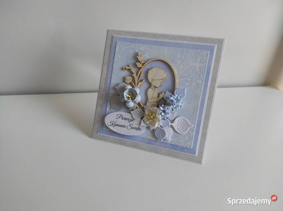 Kartka ręcznie robiona na Komunię Świętą z Rękodzieło łódzkie sprzedam