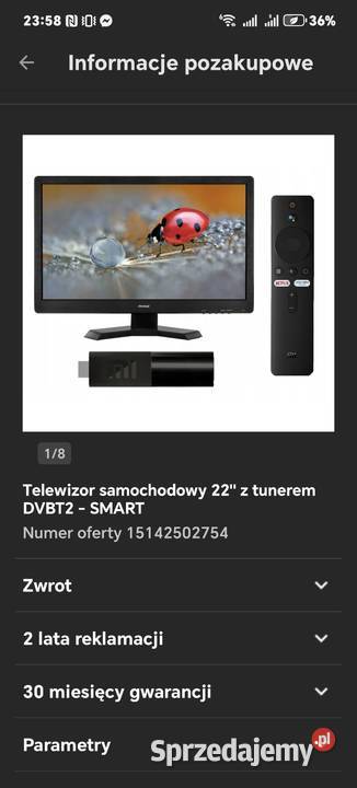 Telewizor NVOX 22 cale z tunerem DVBT2 SMART