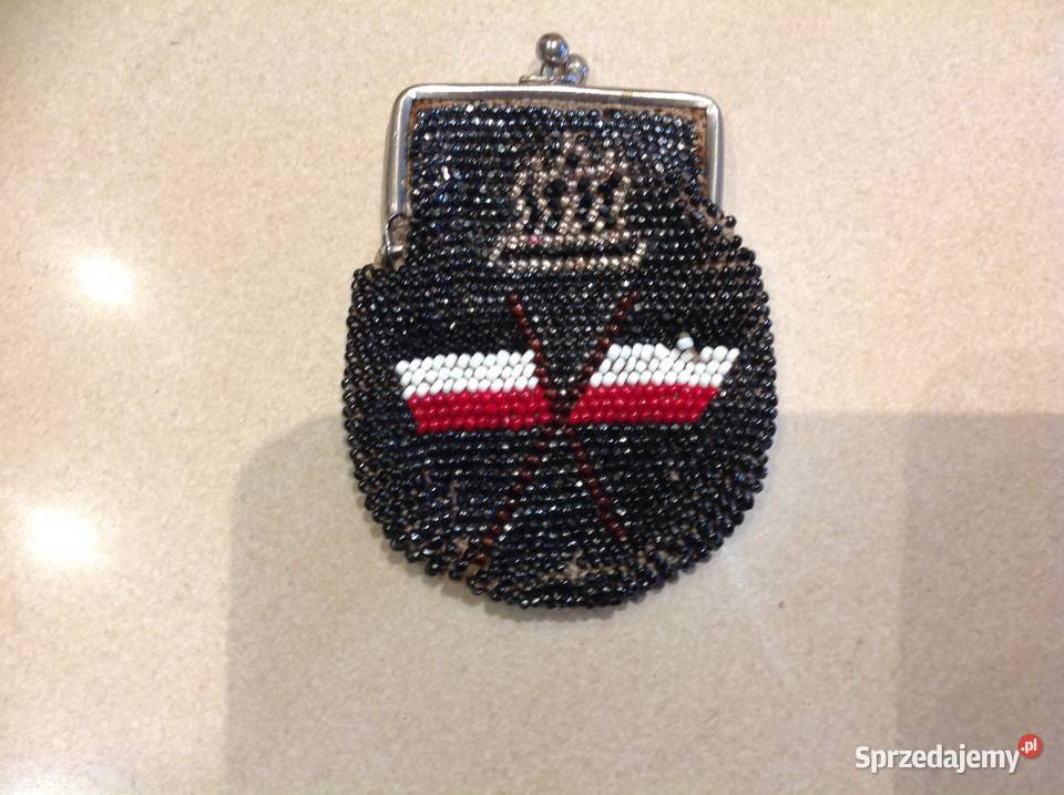 Stary Portfelik Bilonówka z Koralików Polska Nowa Sól