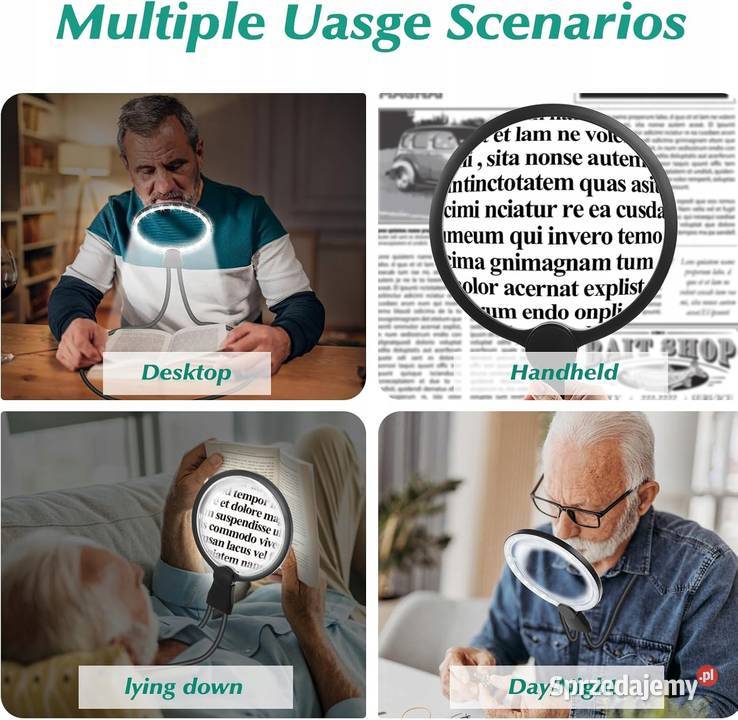 Lupa 5X z 24 LED Ładowanie USB Ręce Wolne Gęsia