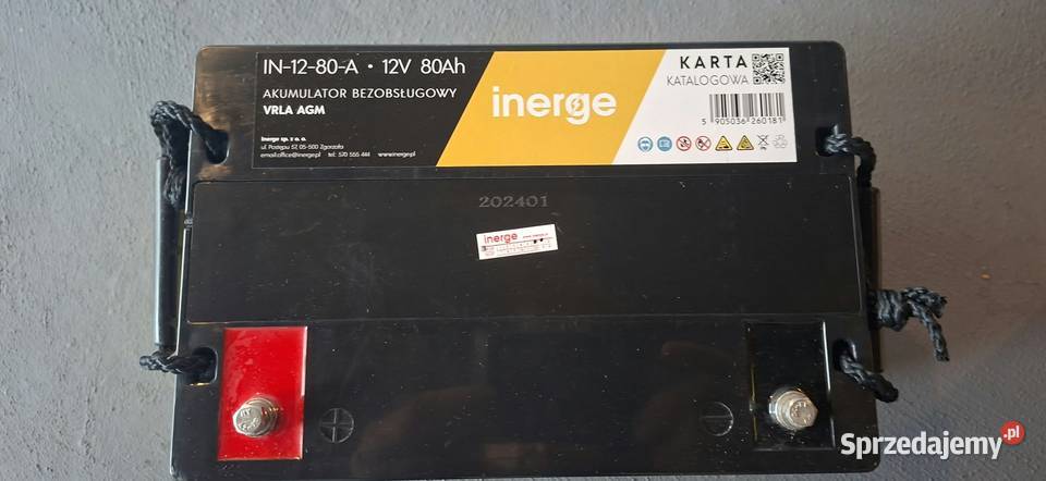 Akumulator AGM 12V 80Ah INERGE Akumulatory Olsztyn sprzedam