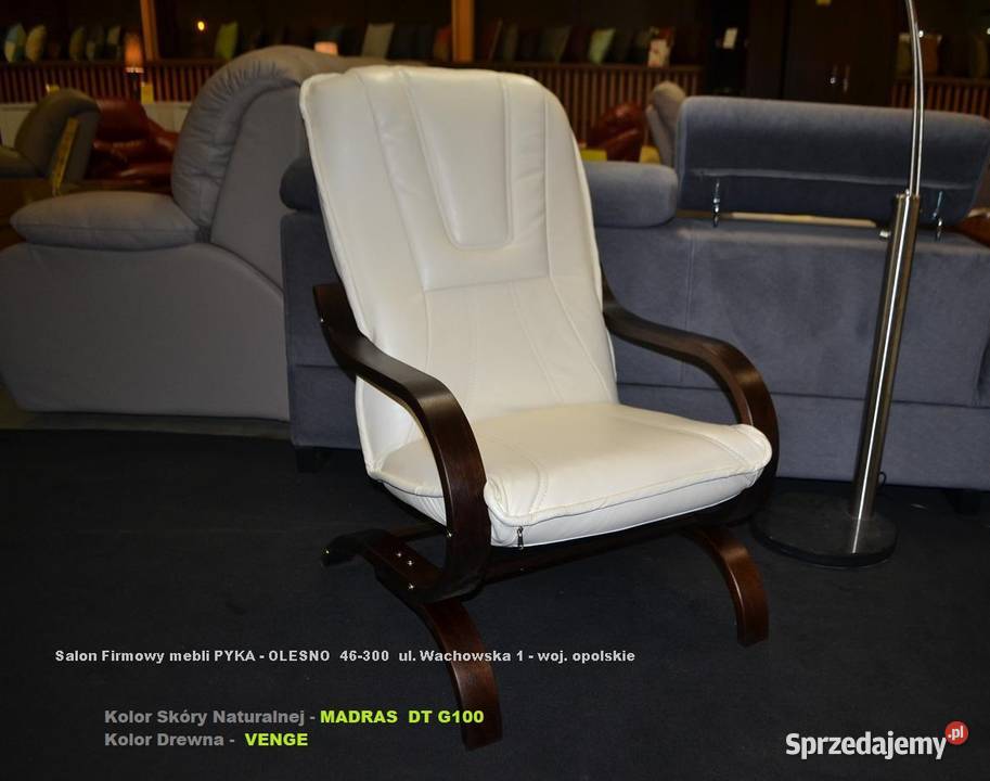 HIT Nowy Fotel FINKA SKÓRA NATURALNA Kolor Do Olesno