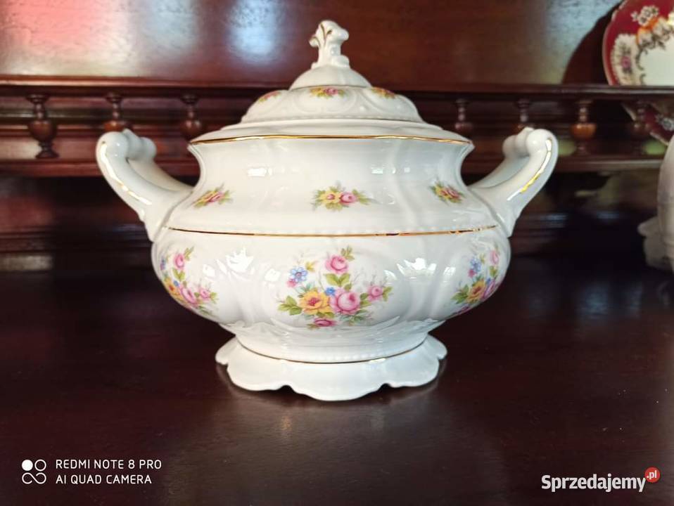 Waza z pokrywką z kwiatuszkami Stara Role Porcelana i szkło Gdańsk sprzedam