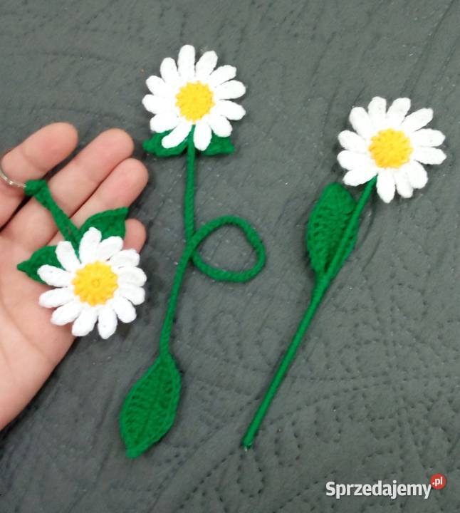 Stokrotki wykonane na szydełku Rękodzieło Łask