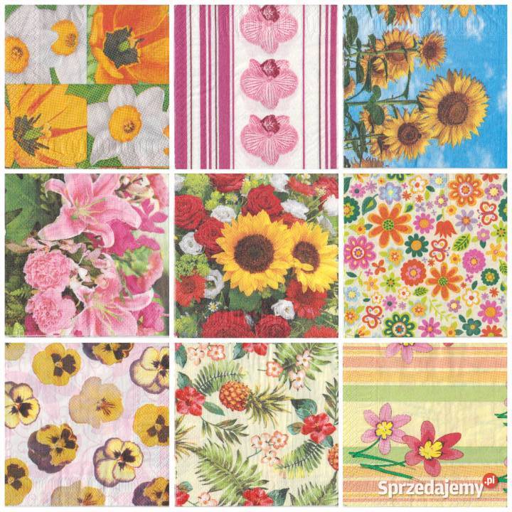 Dekupaż serwetki róża kwiaty słoneczniki lato