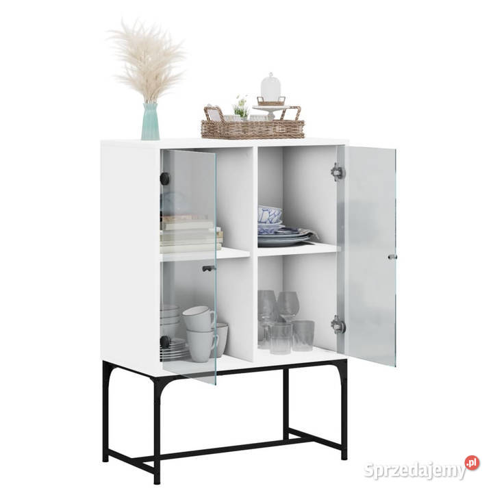Szafka ze szklanymi drzwiami biała 69x37x100