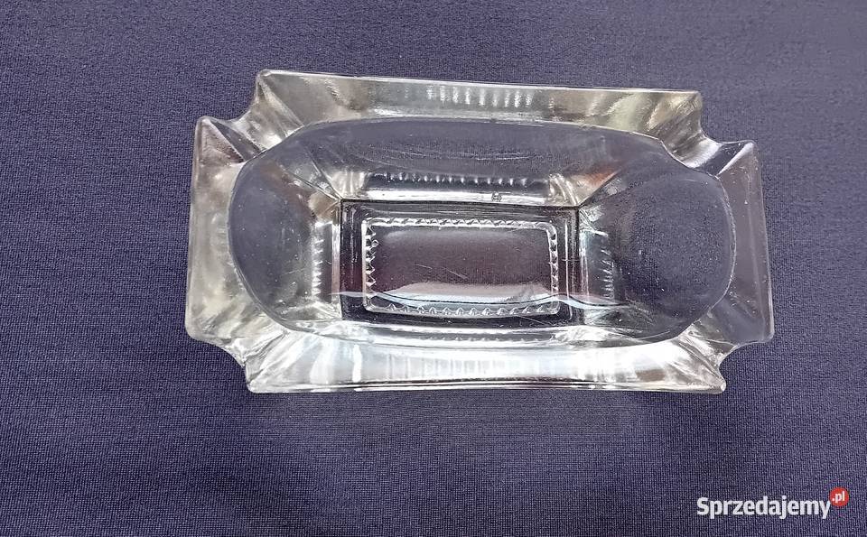 Popielniczka art deco ze szkła bezbarwnego około