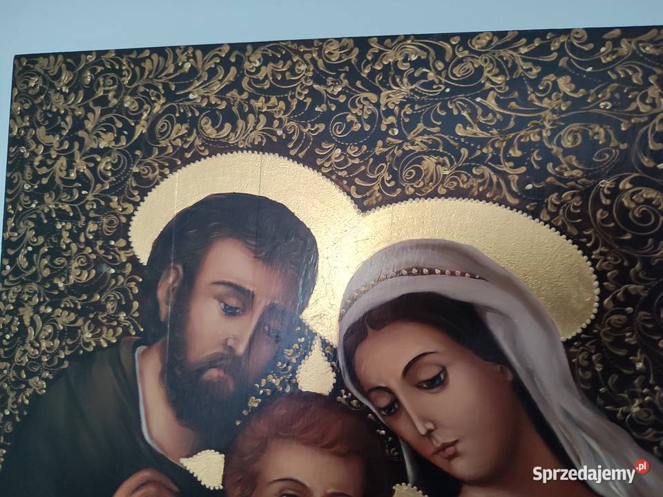 Piękna ikona przedstawiająca Świętą rodzinę Łódź