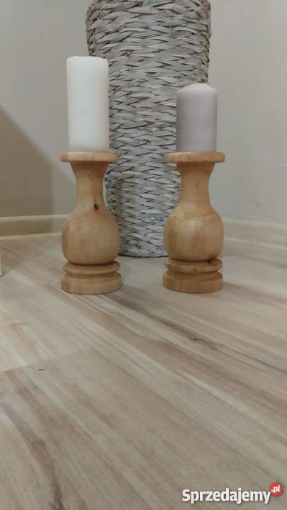 Świecznik drewniany ręcznie toczony rękodzieło mazowieckie Mińsk Mazowiecki
