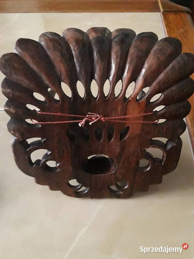 Drewniana maska lwa Bali Indonezja UNIKAT Janów Lubelski