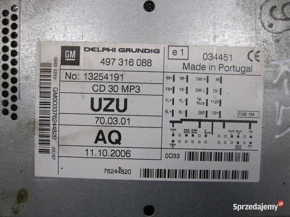 OPEL CORSA D radio CD 13254191 osobowe
