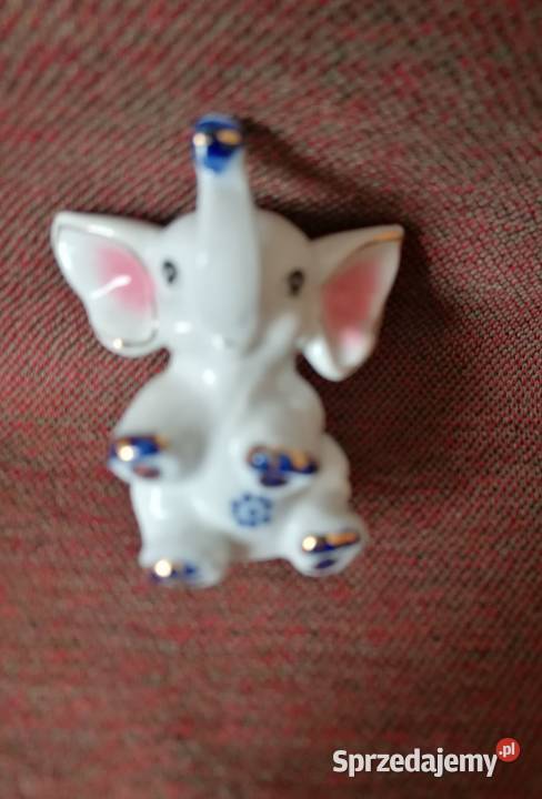 Porcelanowy słonik z złotymi zdobieniamiFigurka łódzkie
