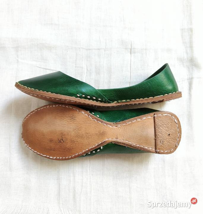 Zielone skórzane buty balerinki 37 skóra orient zachodniopomorskie Szczecin