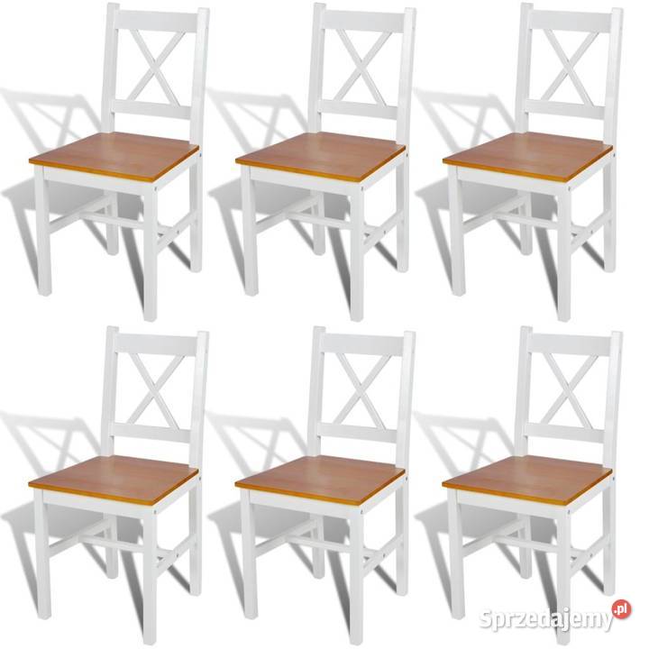vidaXL Krzesła stołowe, 6 szt., białe, drewno sosnowe 271497