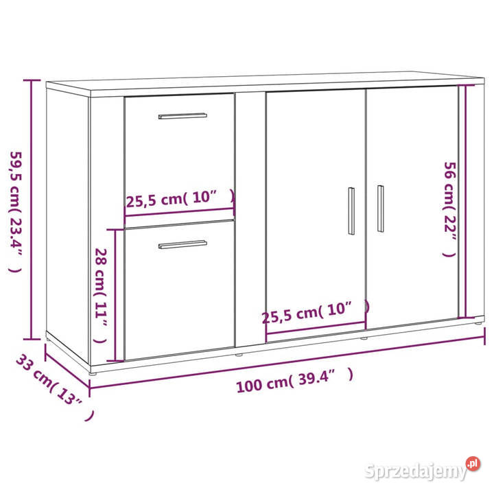 Szafka szary dąb sonoma 100x33x595 materiał Warszawa