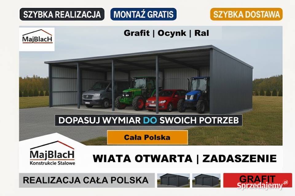 WIATA OTWARTAGARAŻ Blaszany Grafitowy RAL Szczecinek