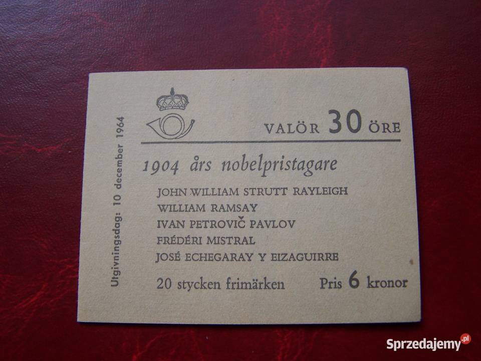 Szwecja MNH 1964 Karnet Nobliści śląskie Tychy
