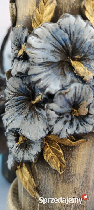 Komplet drewniany świecznik z podstawą na