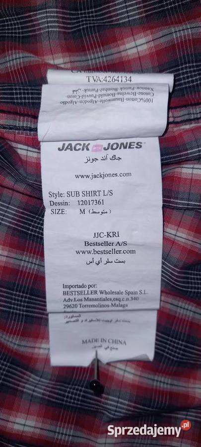 Koszula męska długi rękaw czerwona krata JACK Małkinia Górna