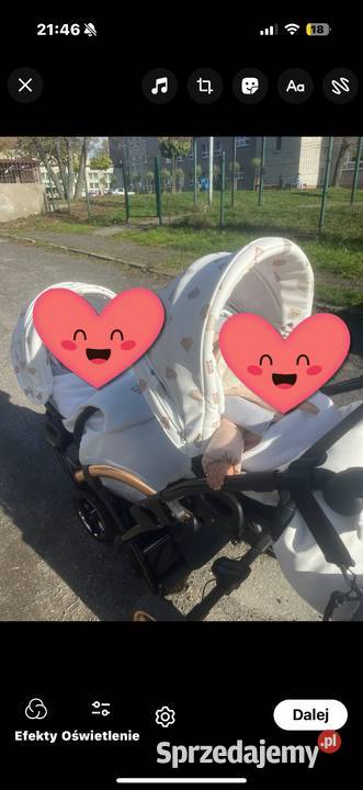 Wózek bliźniaczy Junama glow 2 w 1 biały Świętochłowice sprzedam