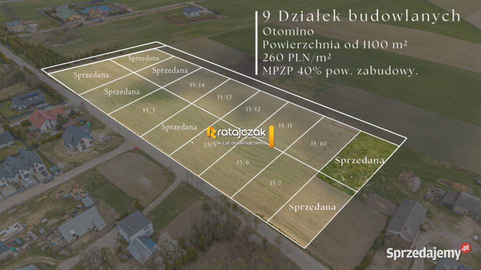 sprzedaży gruntu Otomino 1100m2 utwardzona