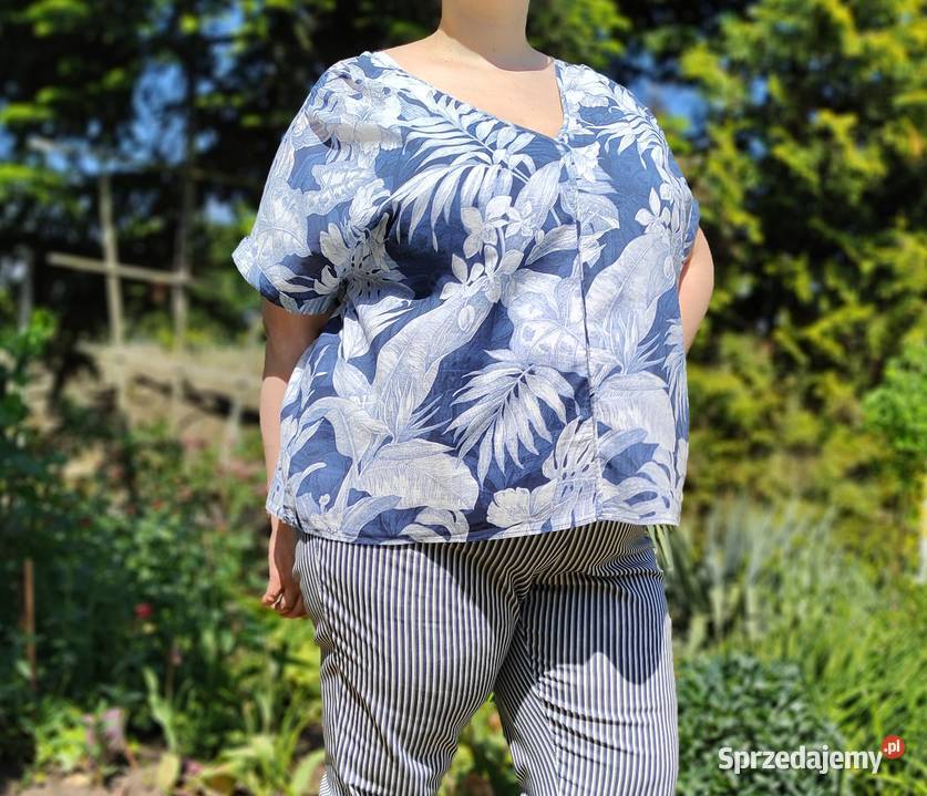 Bluzka HM XL plus size 4XL 48 bawełna niebieska Bluzki i koszule zachodniopomorskie Szczecin
