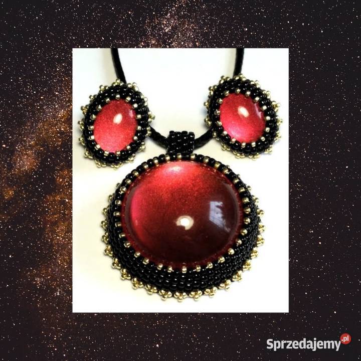 KOMPLET CZARNOCZERWONOZŁOTY z żywicą Warszawa sprzedam