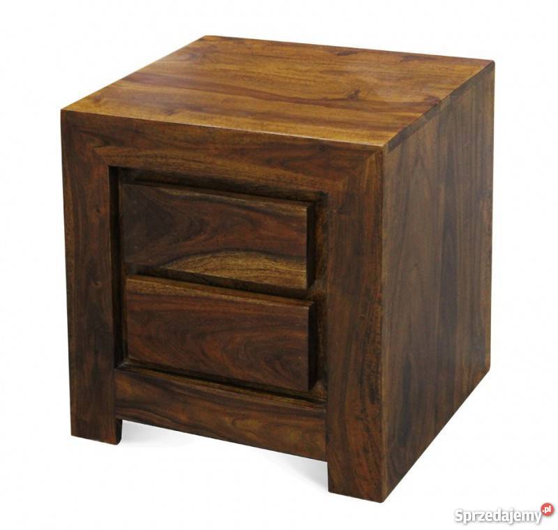 drewniany stolik nocny szafka nocna z dwoma szufladkami