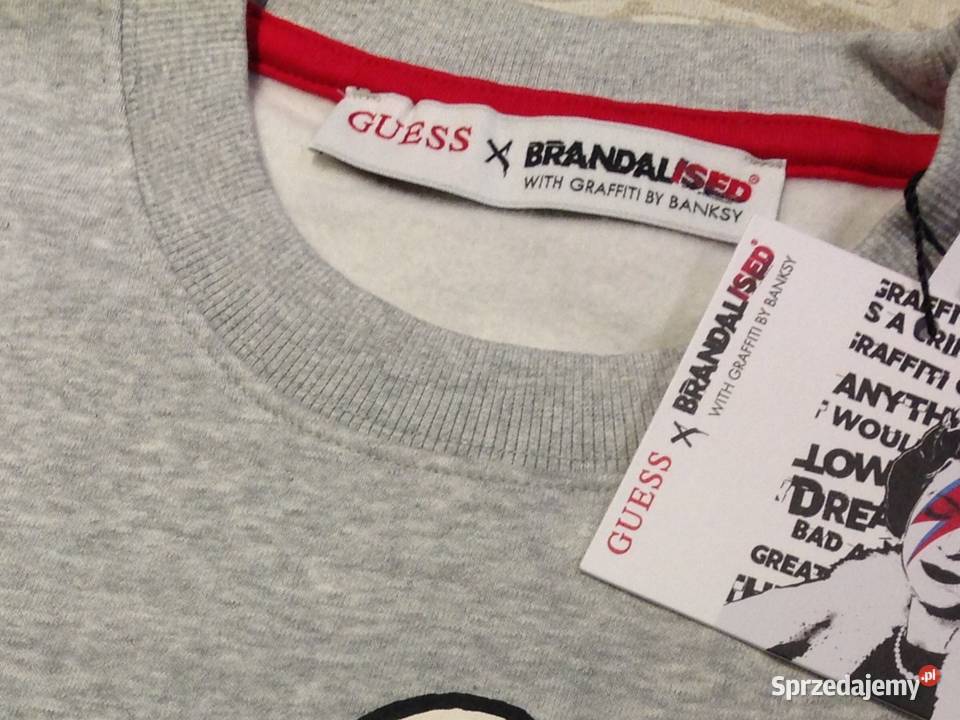 Bluza Męska Szara GUESS XL Aplikacja NOWA Swetry i golfy Nowa Sól sprzedam