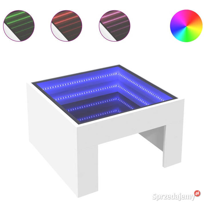 Stolik kawowy z LED Infinity biały 50x50x30 mazowieckie Warszawa