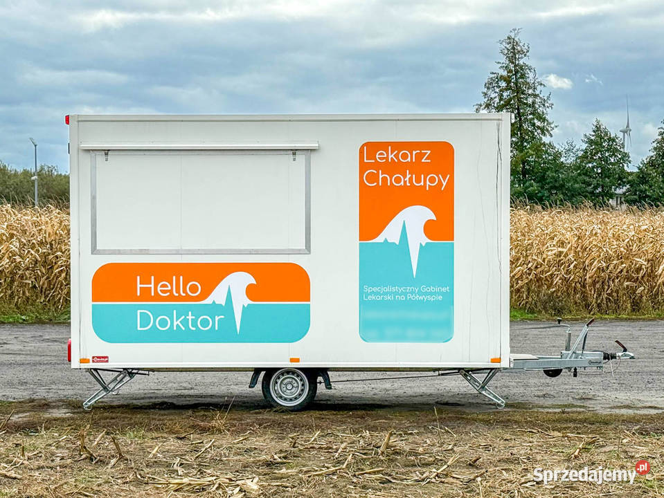 Przyczepa gastronomiczna 4 m zarejestrowana ręki Kotlin