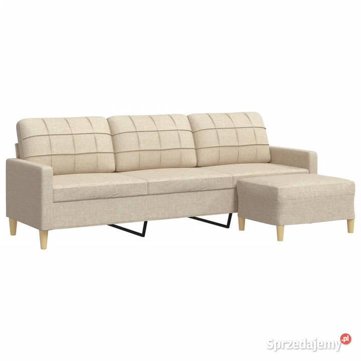 3osobowa sofa z podnóżkiem kremowa 210 tkaniną Warszawa