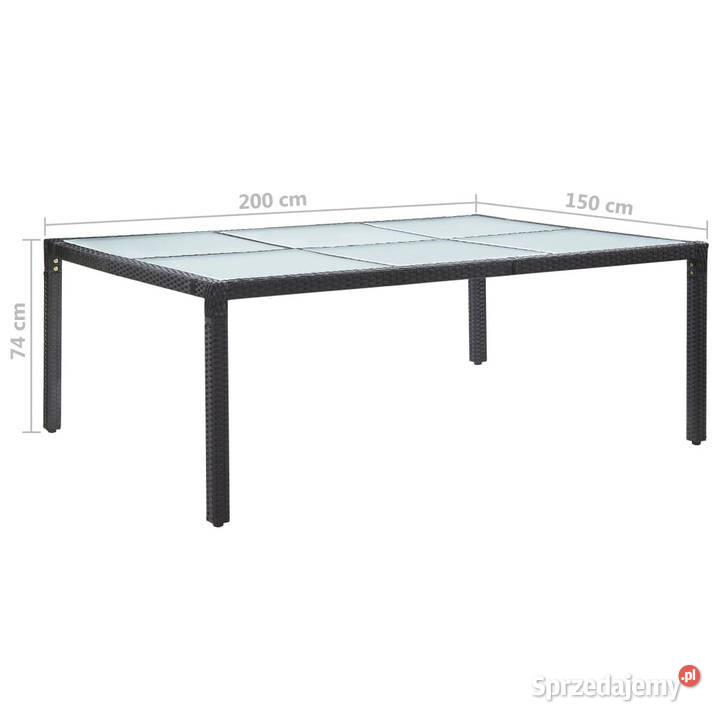 Stół ogrodowy czarny 200x150x74 polirattan Warszawa