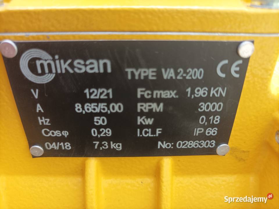 Silnik wibracyjny MIKSAN VA 2200 180 wat NOWY Chorzów