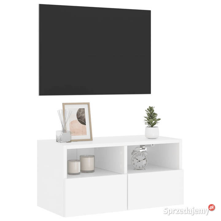 Ścienna szafka TV biała 60x30x30 materiał Warszawa