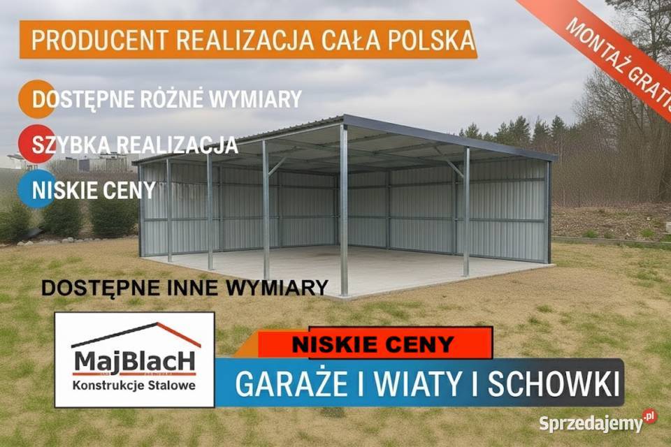 Garaż Blaszany Otwarty Wiata na pojazdy blacha Kartuzy sprzedam