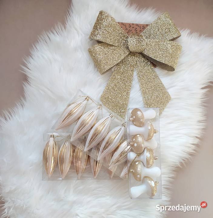 Zestaw ozdób choinkowych bombki złote białe zachodniopomorskie Koszalin