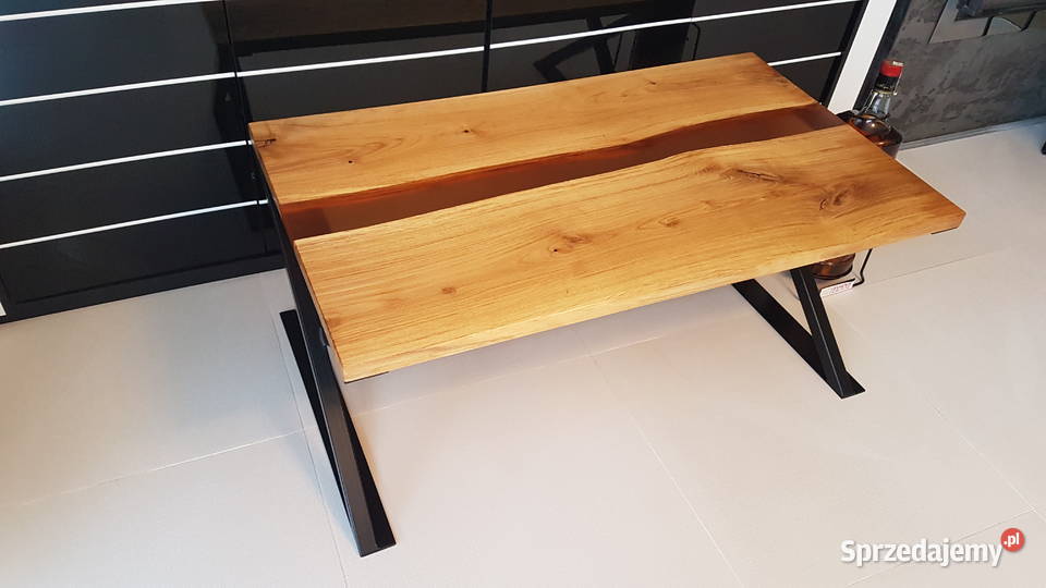 Stolik kawowy dębowy stolik żywica rzeka Dom i Ogród Warszawa